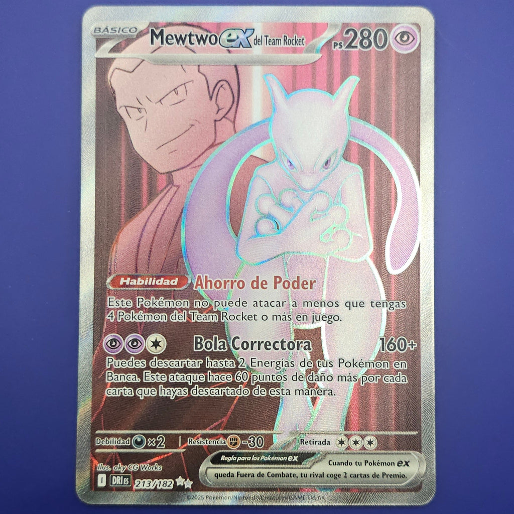 Mewtwo ex del Team Rocket 213/182 — Ultra Rare — Español — Copia A